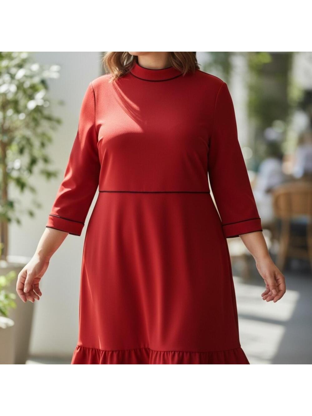 Elegant Red Long Sleeve Dress